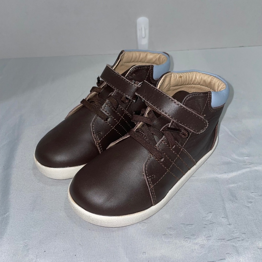 Old Soles Kids Brown Leather High Top Sneakers Hook Loop Strap Size 28 EU